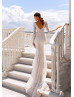 Long Sleeves Beaded Ivory Lace Tulle V Back Sexy Wedding Dress Long Sleeves Beaded Ivory Lace Tulle V Back Sexy Wedding Dress